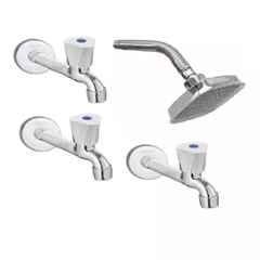 Fastgear 4 Pcs Stainless Steel Silver Chrome Finish Faucet Set with Shower, FG1492