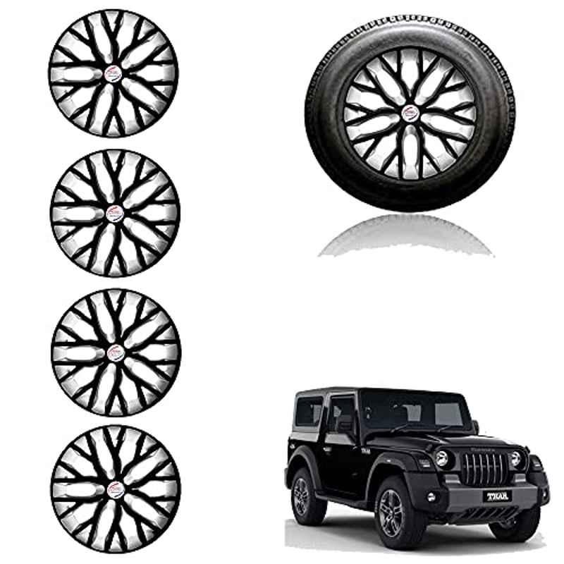 Auto Pearl 13 inch ABS Black & Silver Press Type Car Hub Cap Wheel Cover for Tiago XB/XE/XM