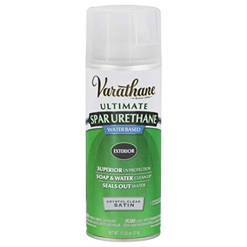 Rust-Oleum Varathane 11.25 Oz Crystal Clear Satin Ultimate Spar-Urethane Water Based Aerosol, 250281