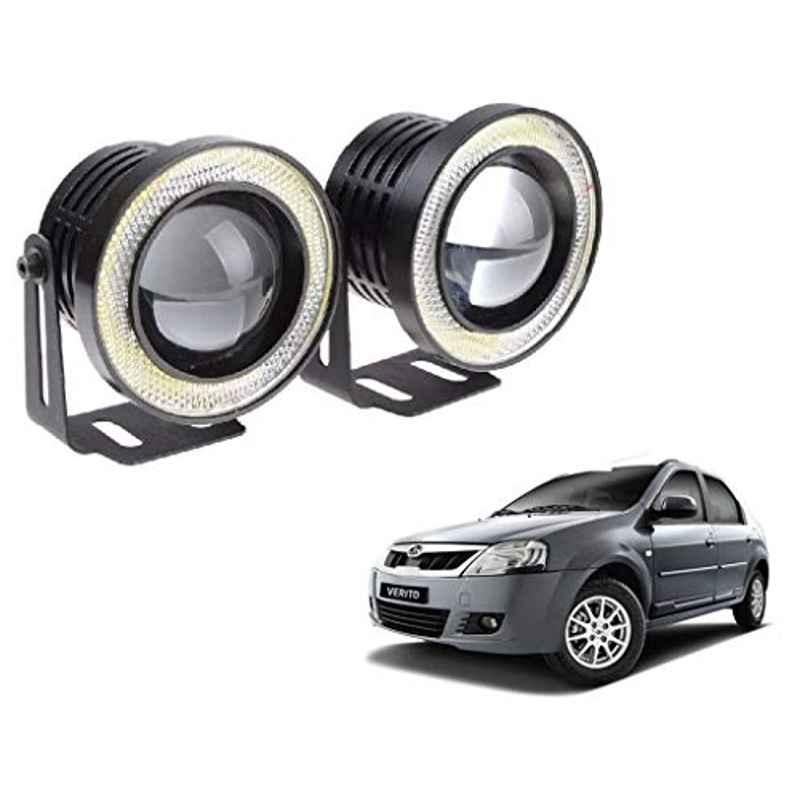 Kozdiko 2 Pcs 15W 3.5 inch High Power White LED Projector COB Fog Light Set with White Angel Eye Ring for Mahindra Verito, koz_72551