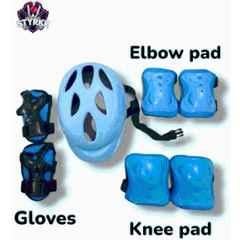 STYRKR Sky Blue protective Guard Cycling Set 7-in-1 Medium Size 8-15 Year Cycling Helmet Kit Cycling Kit