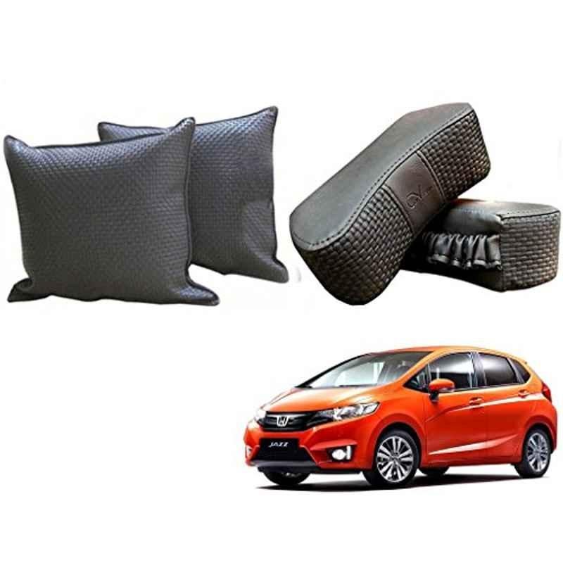 Kozdiko One Pair Grey Neck Rest & One Pair Cushion Combo for Honda Jazz