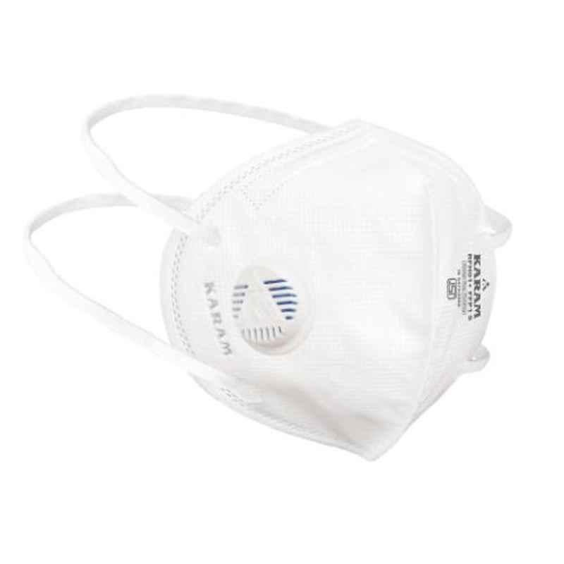 Karam Select White FFP1S Disposable Face Mask with Head Band & Exhalation Valve, RFH01+