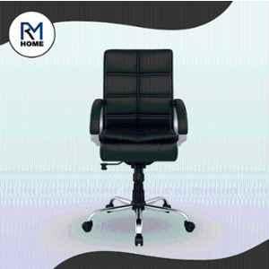 RM HOME Mary PU Leather Medium Back Black Executive Chair
