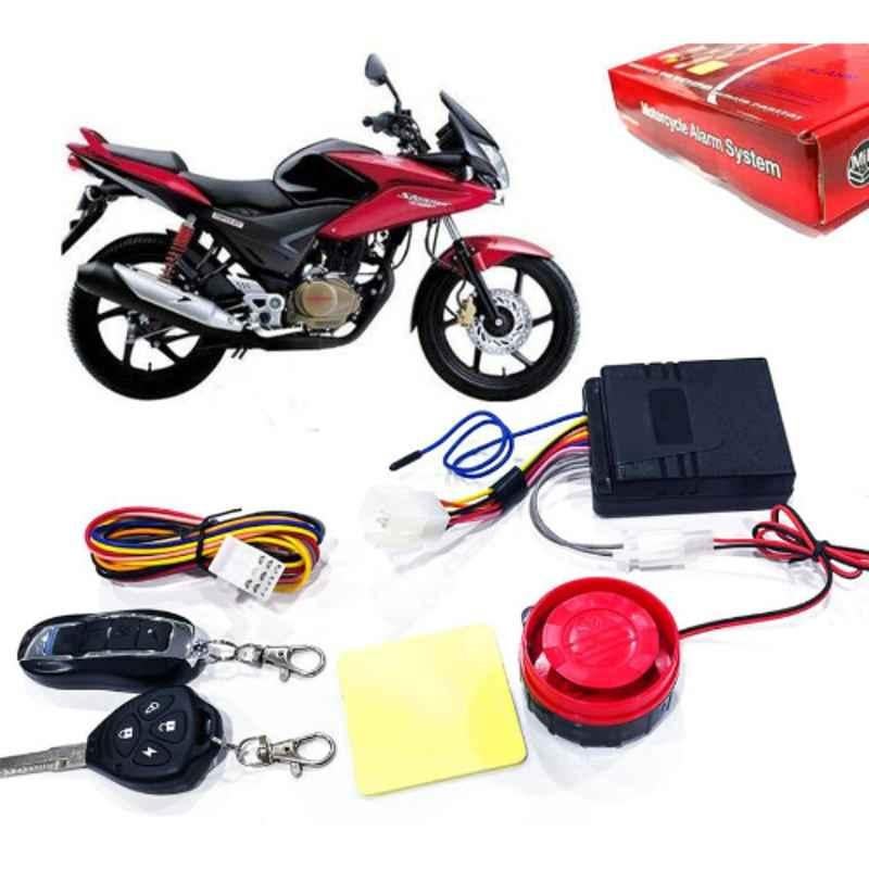 Auto Pearl 12V Black Two-Way Anti Theft Motorcycle Alarm Kit with 2 Pcs Remote for Stunner CBF