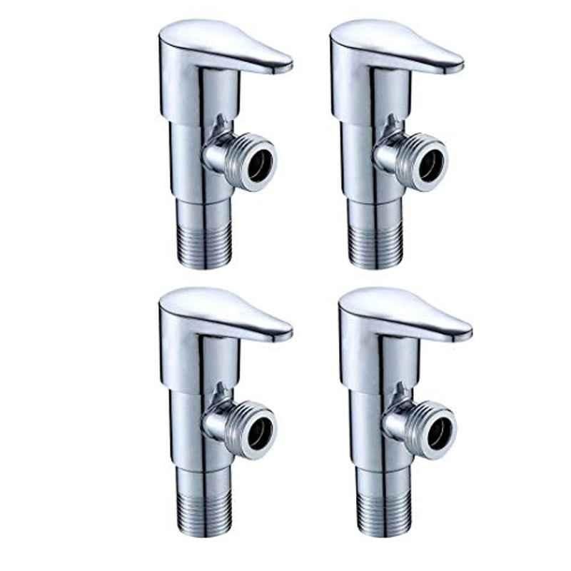 ZAP Prime Brass Chrome Finish Angle Cock Valve with Wall Flange (Pack of 4)