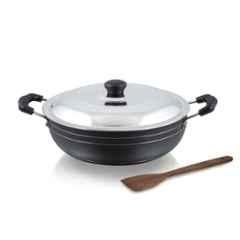 Atalso 3.25 Litre Aluminium Round Non Stick Deep Kadhai with Stainless Steel Lid, AG99009 (Pack of 5)