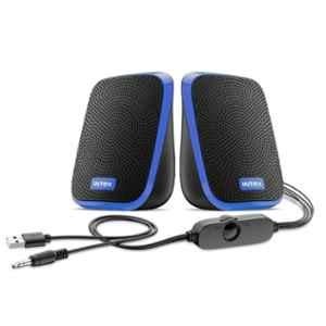 Intex IT-120 2.0 10W Blue Desktop Speaker with USB Powered, 3.5mm AUX Connectivity & In-Line Volume Control