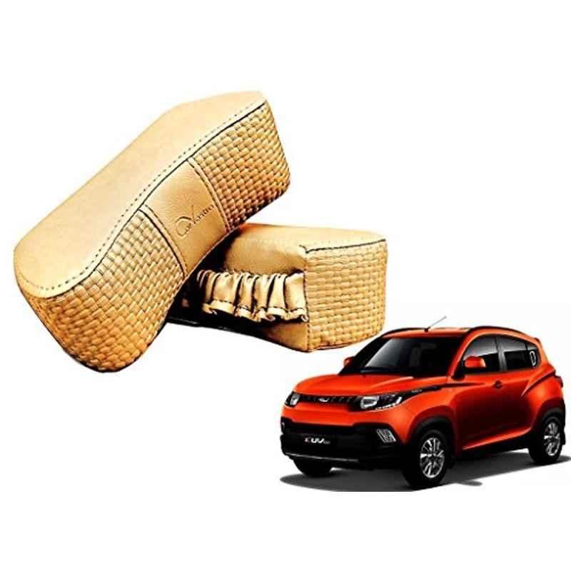 Kozdiko 2 Pcs Memory Foam Beige Luxurious Neck Rest Set for Mahindra Kuv 100, koz_25822
