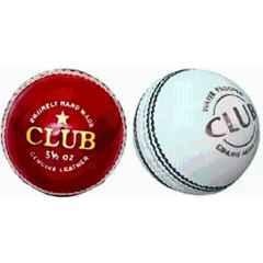 HTM Club Red & White Leather Cricket Ball (Pack of 2)