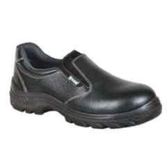 Zain Safety S1-SRA ZM-08 Genuine Leather Steel Toe Black Safety Shoes, Size: 7