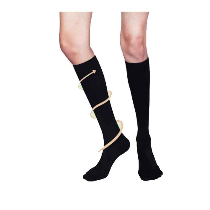 Sorgen Premium Microfiber Black Travel Support Socks, SPTSS0211, Size: S