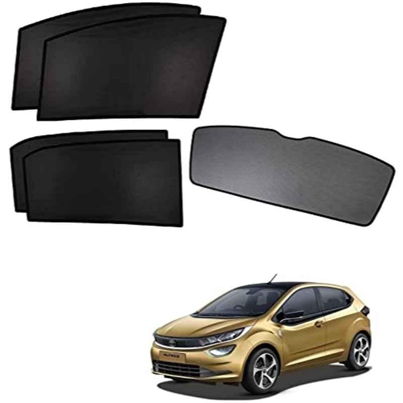 Kozdiko 5 Pcs Polyester Black Non Magnetic Window & Rear Sun Shades Set for Tata Altroz