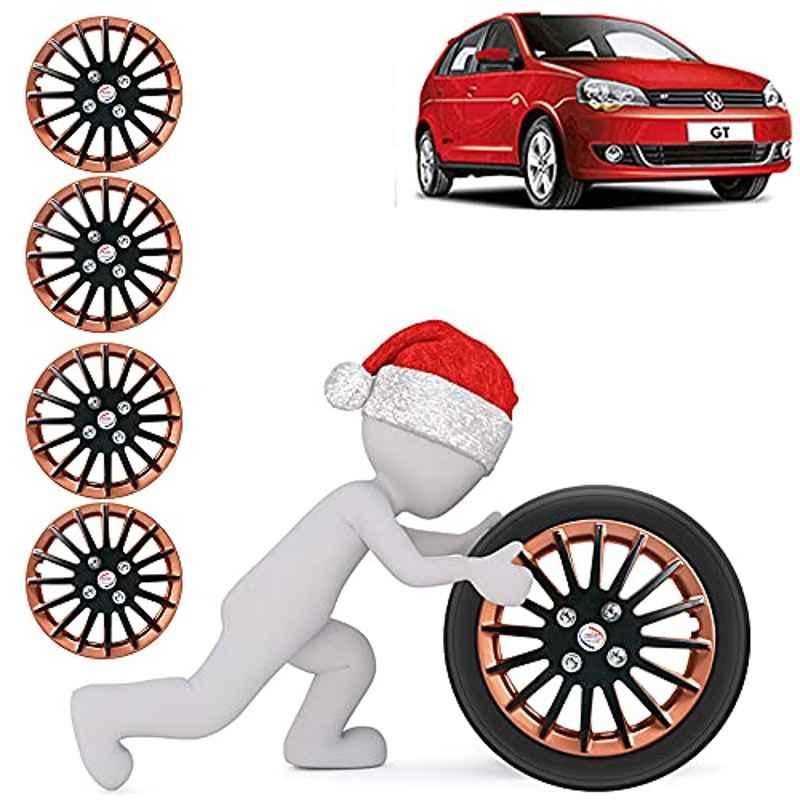 Auto Pearl 4 Pcs 15 inch ABS Camry Copper & Black Car Wheel Cover Set for Volkswagen Polo Vivo GT