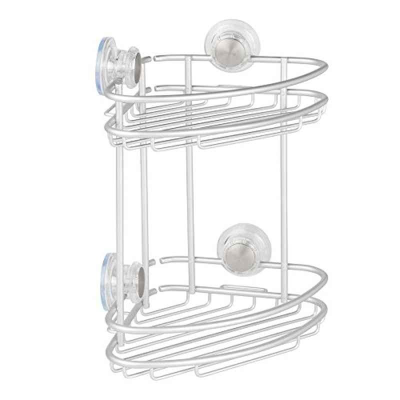 iDesign Metro 2-Tier Aluminium Silver Turn-n-lock Corner Basket, 160921