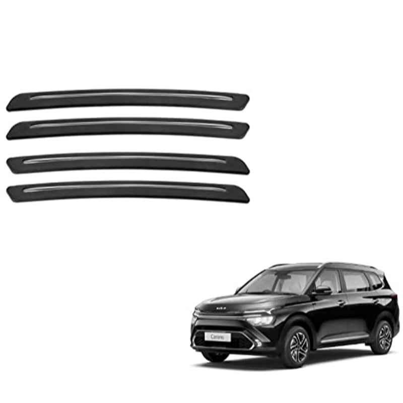 Kozdiko 4 Pcs Rubber Black Car Bumper Protector Set with Chrome Strip for Kia Carens