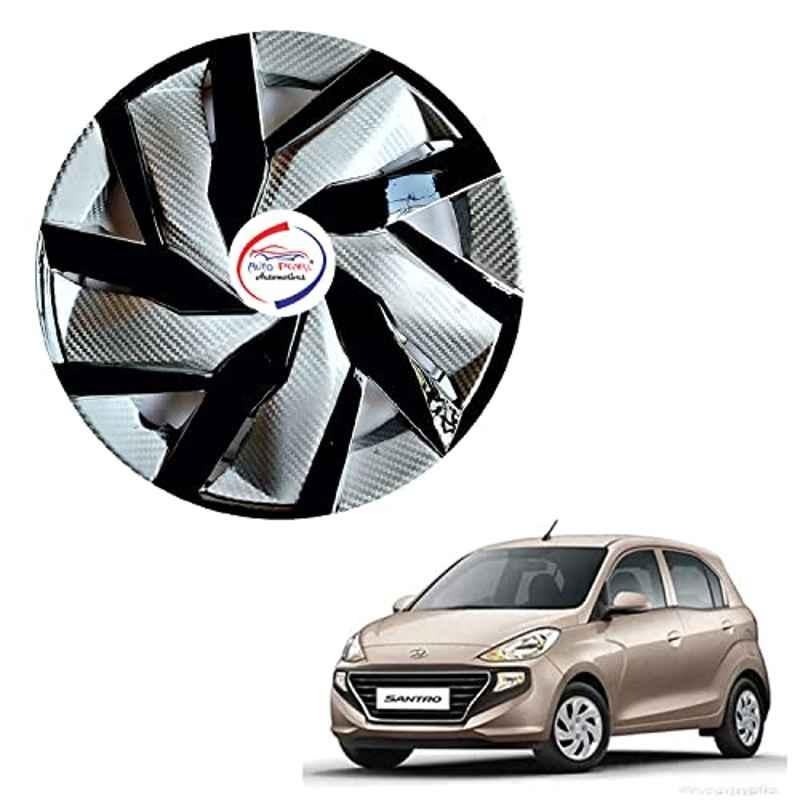 Auto Pearl 4 Pcs 13 inch ABS Black & Silver EGLS11 Hubcap Wheel Cover Set with Retention Ring for Hyundai SNTRO 2018 D Lite