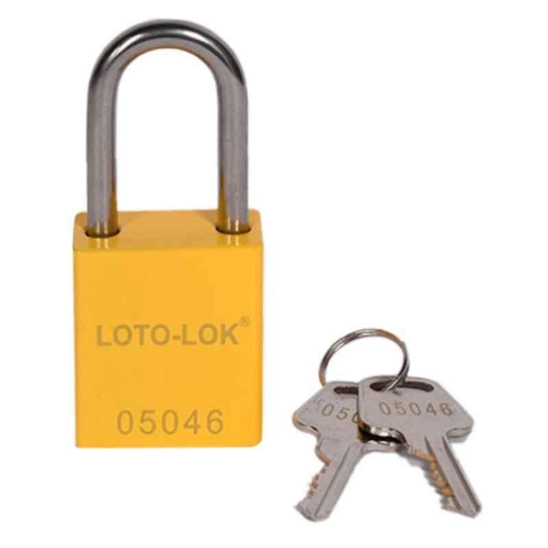 LOTO-LOK 19mm Aluminium Body with (SS304 Grade) Yellow Safety Padlock 2 Unique Key Per Lock, PD-ALYLKDS38