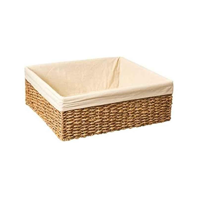 Homesmiths 41x36x14.5cm Natural Seagrass Basket with Liner, 706585, Size: Large