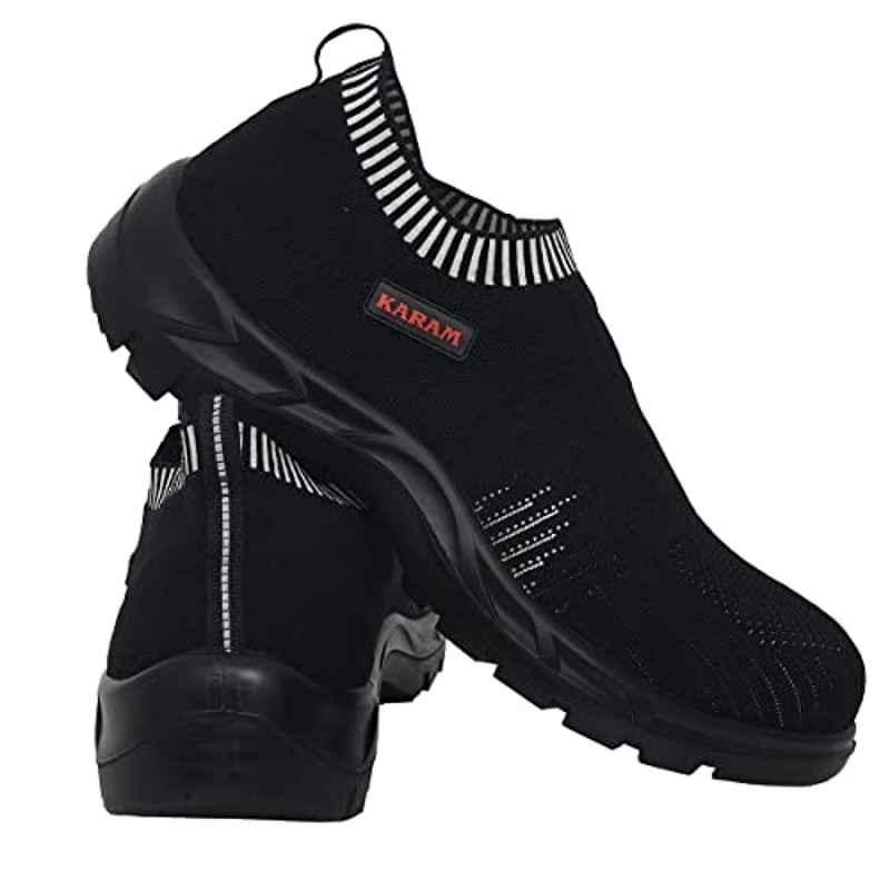 Karam Flytex FS 208 Fly Knit Fiber Toe Cap Black Sporty Work Safety Shoes, Size: 5