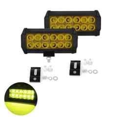 AllExtreme EX12FY2 2 Pcs 36W 12 LED 7.5 inch Yellow Waterproof Fog Light Bar Set
