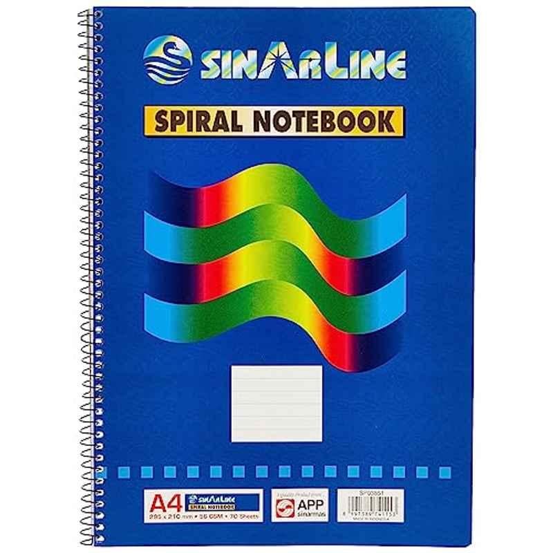 Sinarline 295x210mm 70 Sheets A4 Side Spiral Notebook