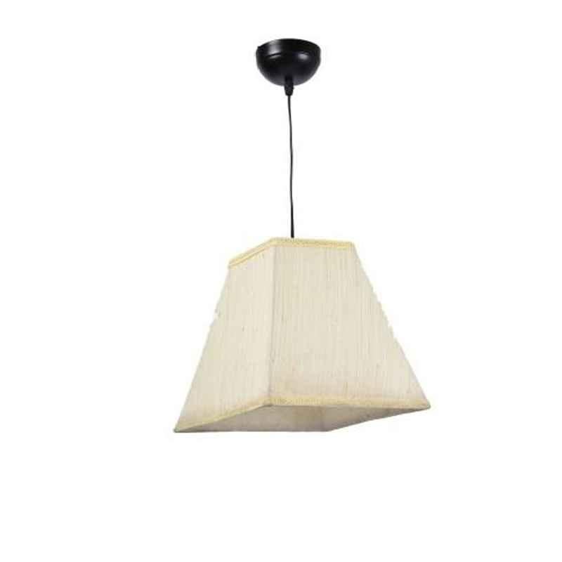 Tucasa Iron Pyramid Shaped Pendent Light with Off White Polycotton Shade, HG-08