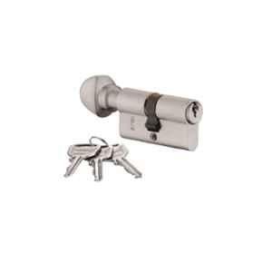Dorset 60mm Brass Silver Stainless Steel Finish Euro Profile Cylinders with One Side Key & Thumb, CL207SS70