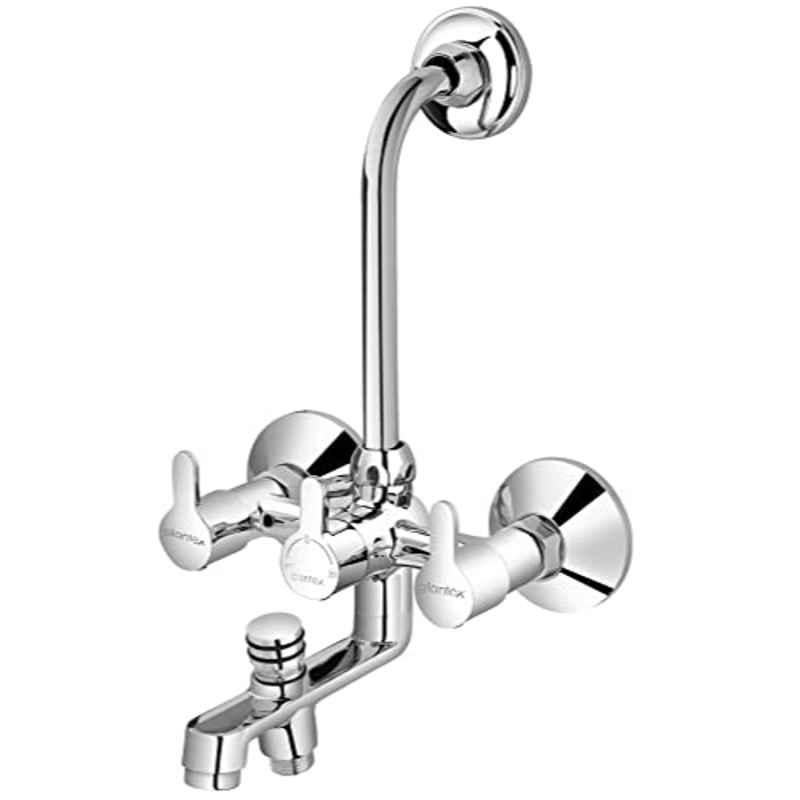 Buy Plantex Brass Silver Wall Mount Hot & Cold 3 in 1 Wall Mixer Online