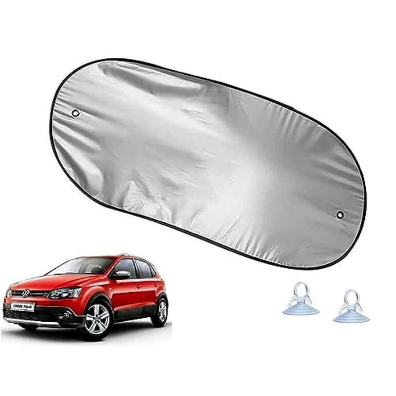 Auto Pearl Polyester Black & Silver Rear Window Sun Shade Curtain with Storage Pouch for Volkswagen Polo Cross 2014
