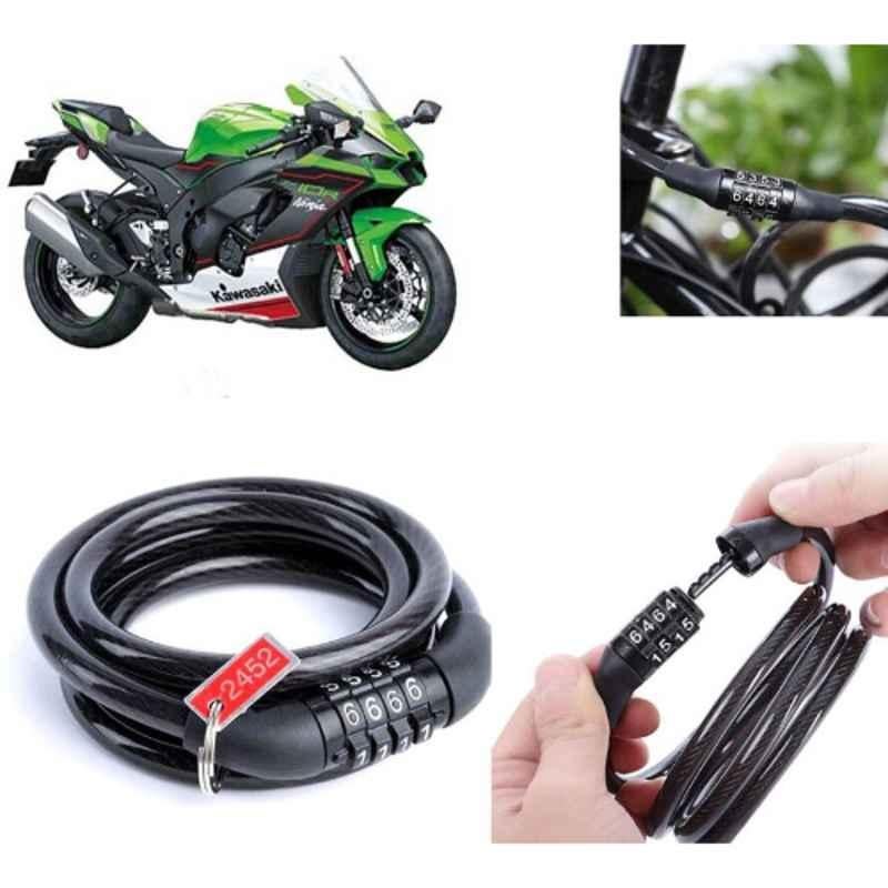 Auto Pearl PVC & Plastic Black 4 Digit Combination Cable Lock, 835