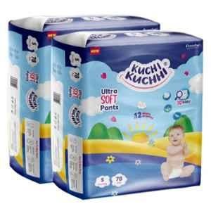 Kuchi Kuchhi 78 Pcs 4-8kg White Small Ultra Soft Baby Diaper Pant with 3D Bubble Top, KK_S78X2 (Pack of 2)