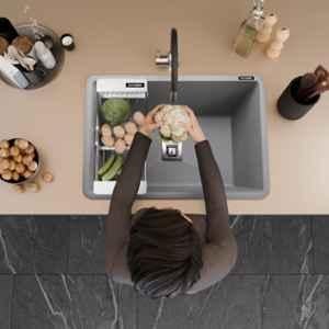 Lorazzo 24x18 inch Quartz Titan Grey Single Bowl Kitchen Sink, LRZ QSG0151 S01