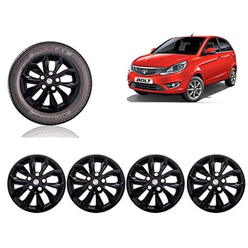 Auto Pearl 4 Pcs 15 inch ABS Black Car Wheel Cover Set for TATA Bolt XT