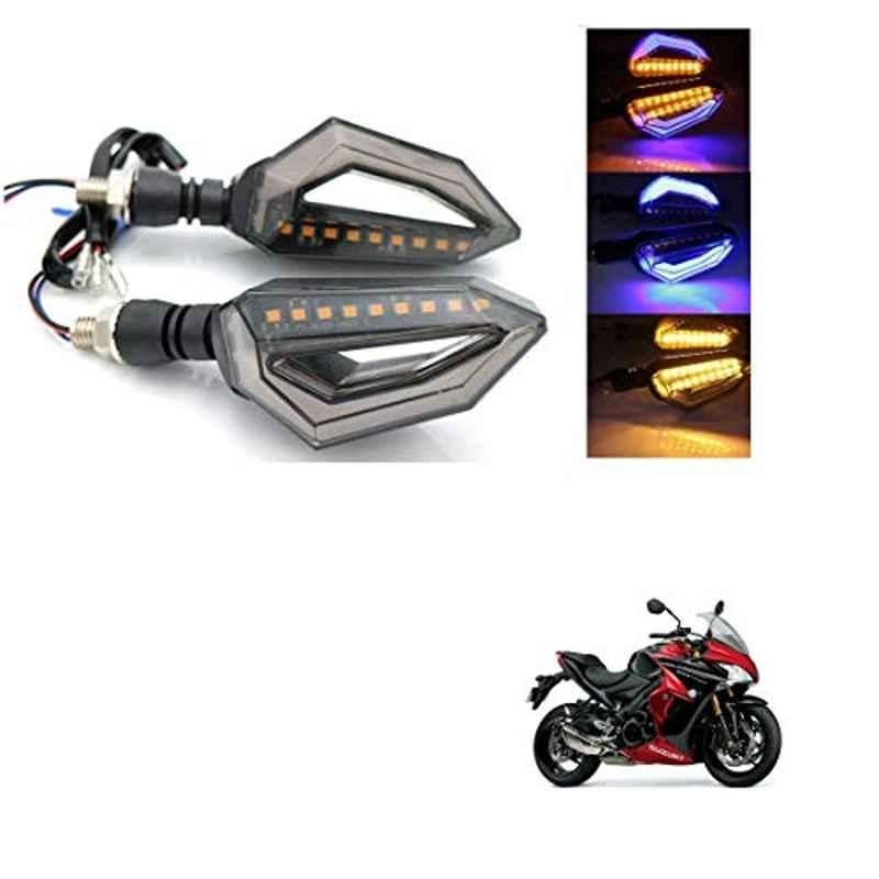 Kozdiko 4 Pcs Bike D Shaped 9 LED Front & Rear Side Turn Signal Indicator Light Set for Suzuki GSX S1000f