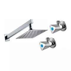 Fastgear 3 Pcs Triangle Stainless Steel Silver Chrome Finish Faucet Set with Shower, FG200