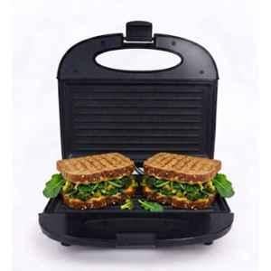 Thirdwind Eazy Toast 800W Black 2-Slice Non-Stick Grill Plates Sandwich Maker with Cool Touch Handle, Press Lock & Indicator & 1 Year Warranty for Grilling & Toasting