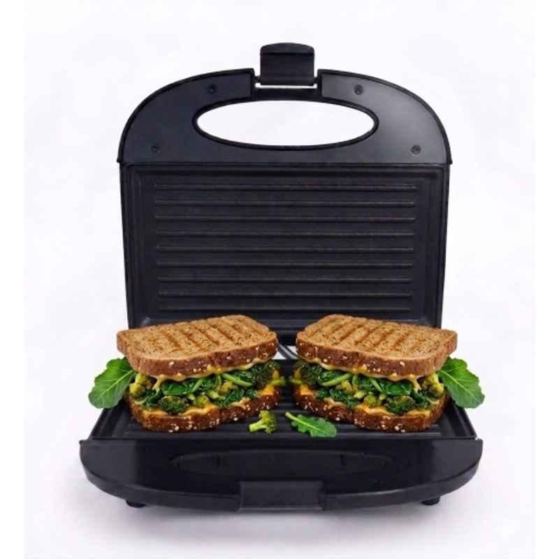 Thirdwind Eazy Toast 800W Black 2-Slice Non-Stick Grill Plates Sandwich Maker with Cool Touch Handle, Press Lock & Indicator & 1 Year Warranty for Grilling & Toasting