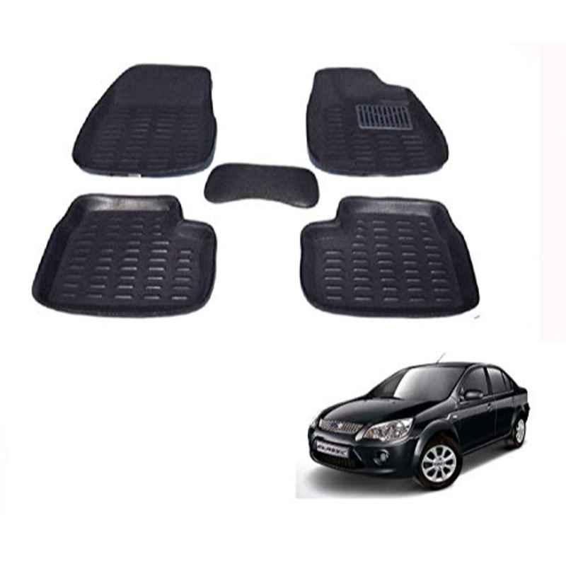 Kozdiko Thermoplastic Elastomer Black 3D Car Floor Mat Set for Ford Fiesta Classic