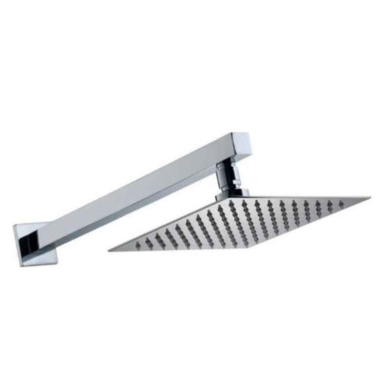 Drizzle Ultra Slim 6x6 inch Stainless Steel Chrome Finish Silver Overhead Shower with 15 inch Long Arm, A6X6USLIMBS