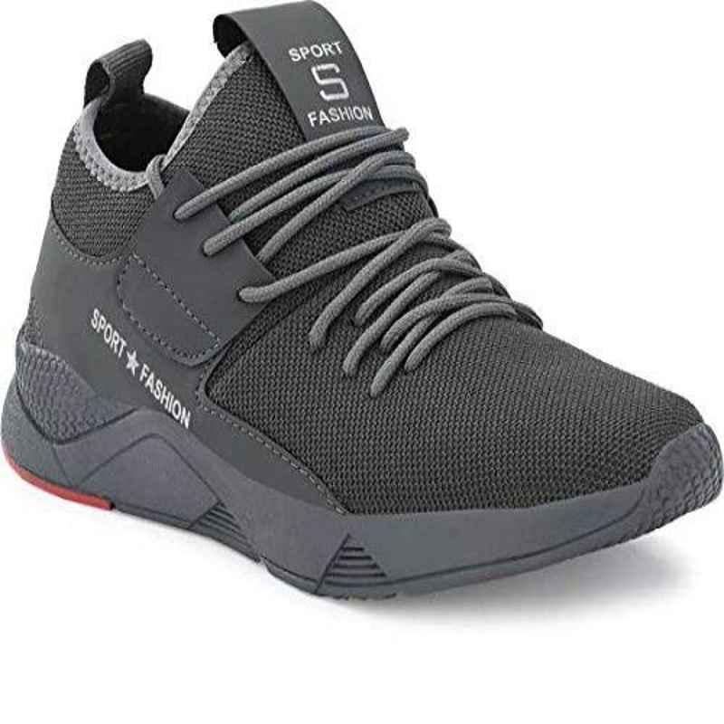 Wonker SR-6413 Synthetic Leather Steel Toe Grey Work Safety Shoes, Size: 8