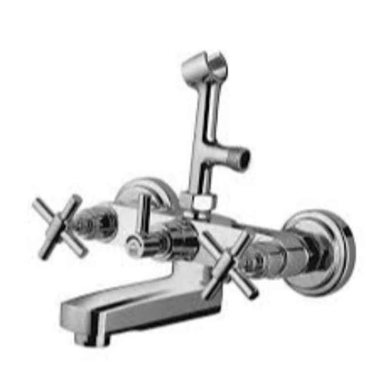 Hindware Axxis Chrome Brass Crutch Wall Mixer with Hand Shower Arrangement, F120015