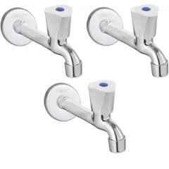 Senkiddpro Triangle Stainless Steel Chrome Finish Wall Mounted Long Body Tap (Pack of 3)