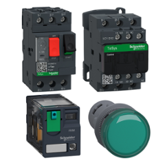 Schneider Electric XA2EVM3LC 22mm Green Pilot Light Combo with Plug-in Relay (RXM2AB2BD), Contactor (LC1D12M7) & Circuit Breaker (GV2ME14)