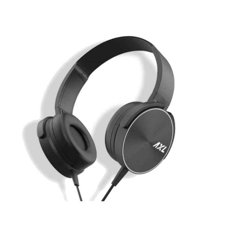 AXL Black 90 deg Rotable Over Ear Wired Headphone with Mic, AXL-02-Black