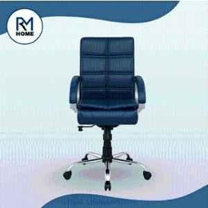 RM HOME Mary PU Leather Medium Back Blue Executive Chair