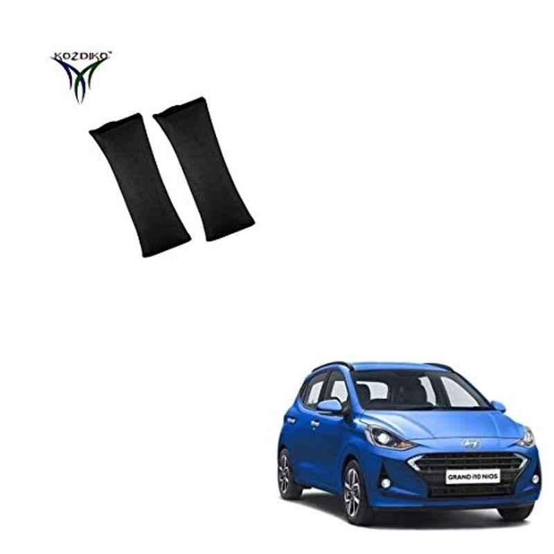 Kozdiko 2 Pcs Valvet Black Seat Belt Cushion Pillow Set for Hyundai Grand i10 Nios