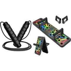 Shopeleven ABS & Rubber Bearing Skipping Rope with Pushup Board
