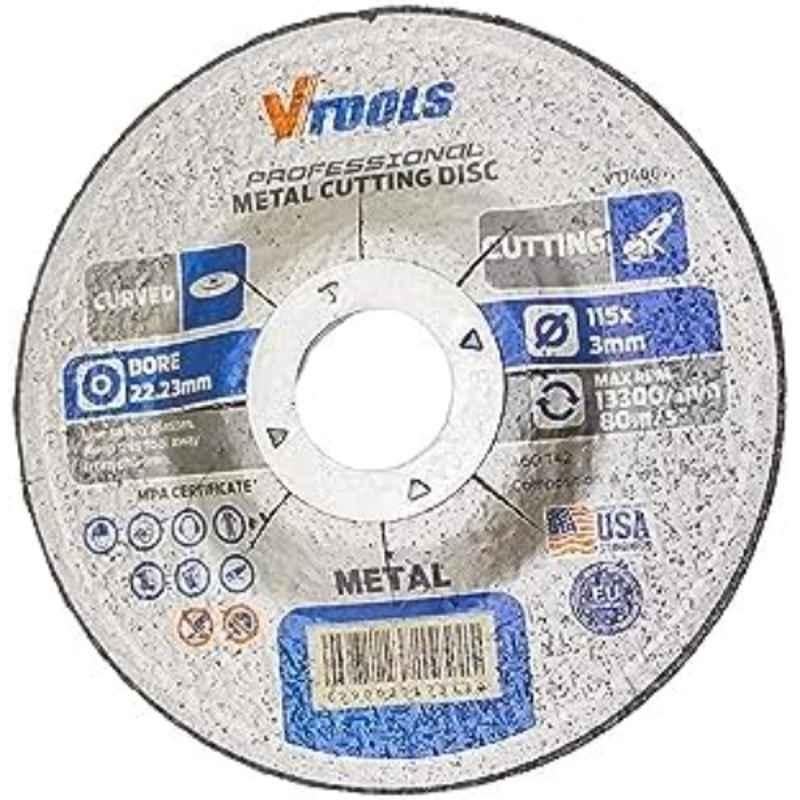 VTOOLS 115x3mm Grey Ultra Thin Metal Cutting Flat Disc for Angle Grinder, VT1406