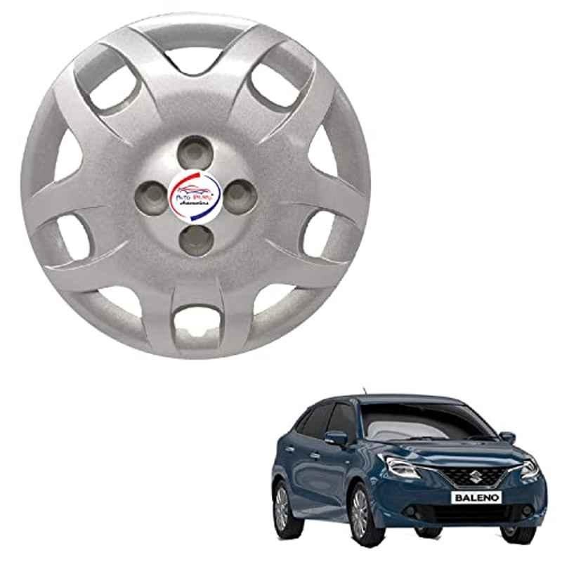 Auto Pearl 4 Pcs 13 inch ABS Punto Silver PN 17 Hubcap Wheel Cover Set with Retention Ring for Maruti Suzuki Baleno New 2015-2019